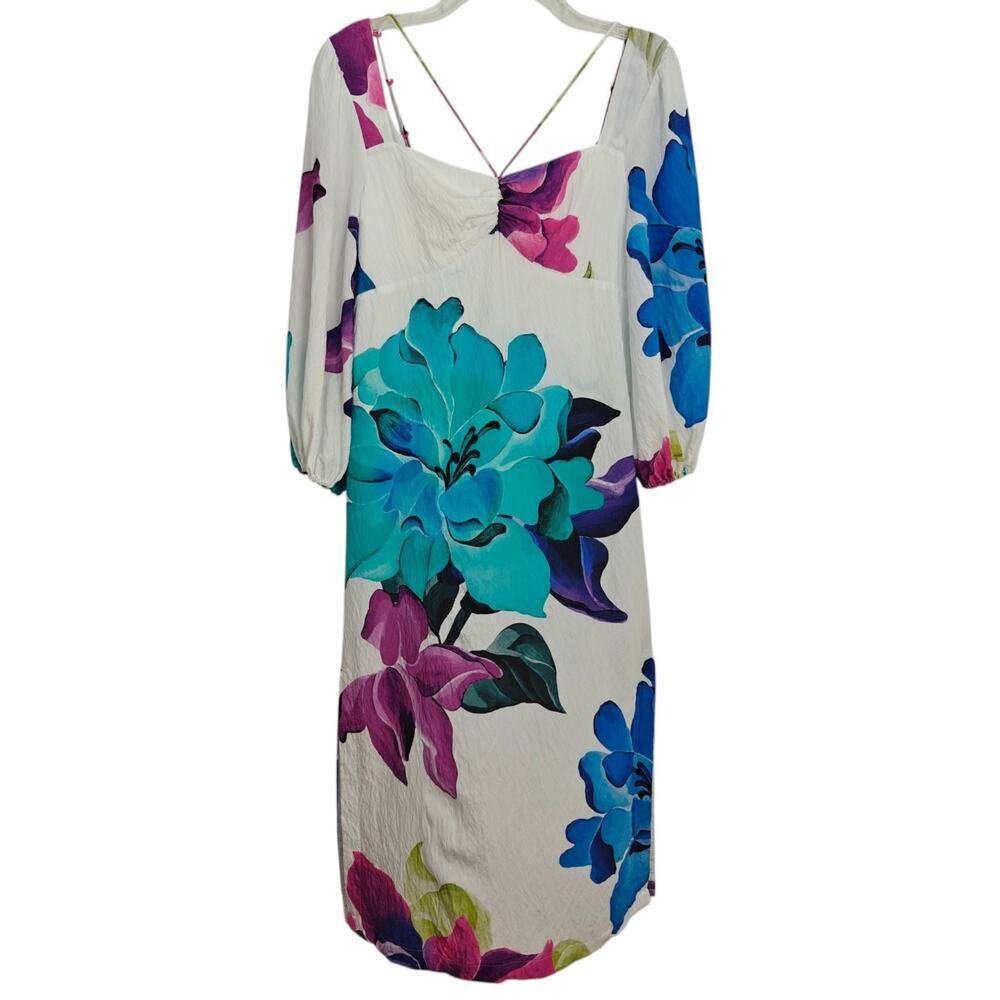 Anthropologie Maeve Floral Printed Midi Dress Size 2 Watercolor Spring Feminine - Picture 2 of 15
